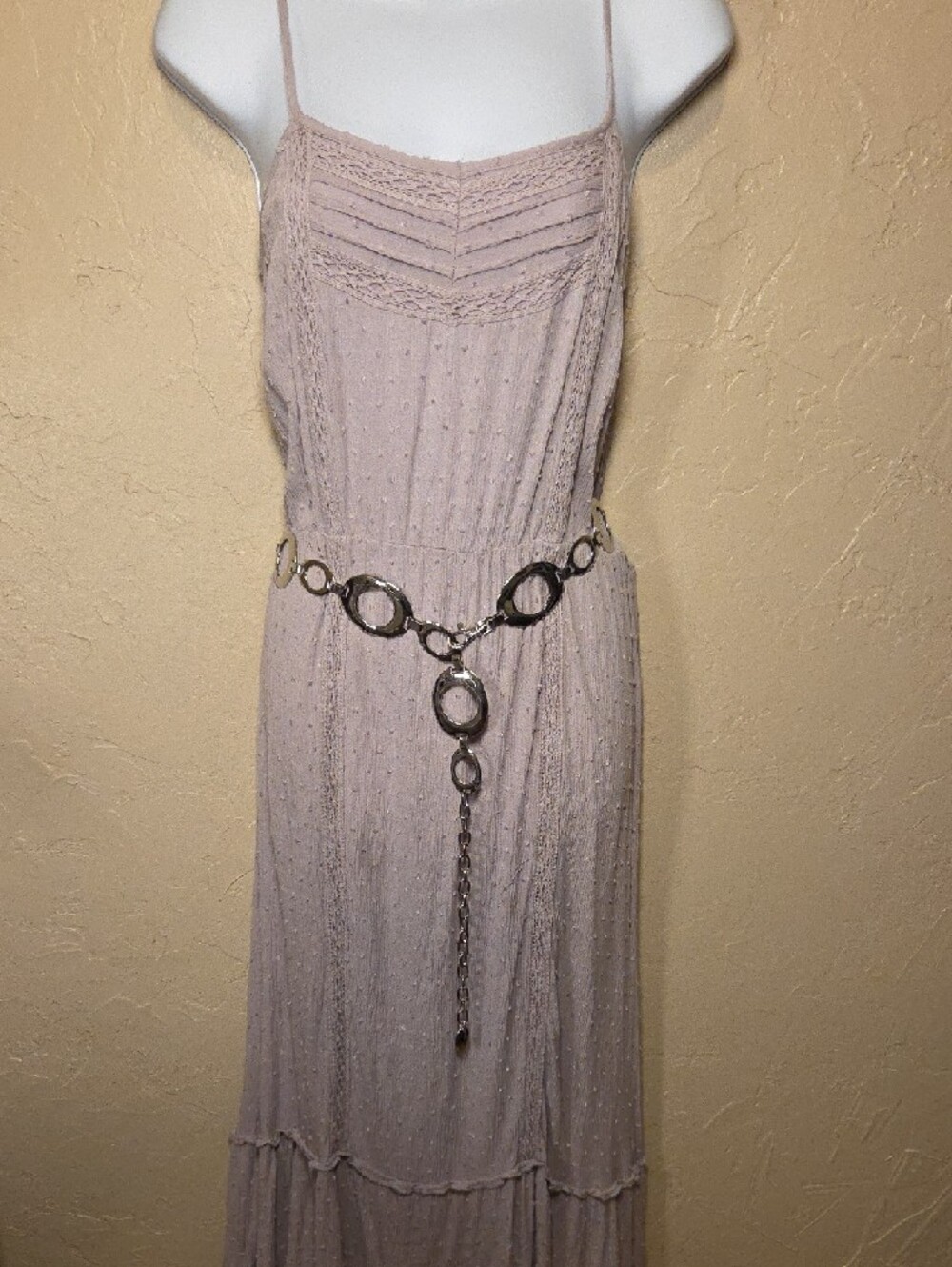 Knox Rose Lavender Lace-Detail Spaghetti Strap Maxi Dress Sz M